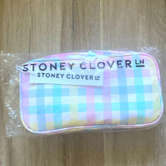 NWT Stoney Clover Lane rainbow Gingham small pouch - Picture 1 of 2